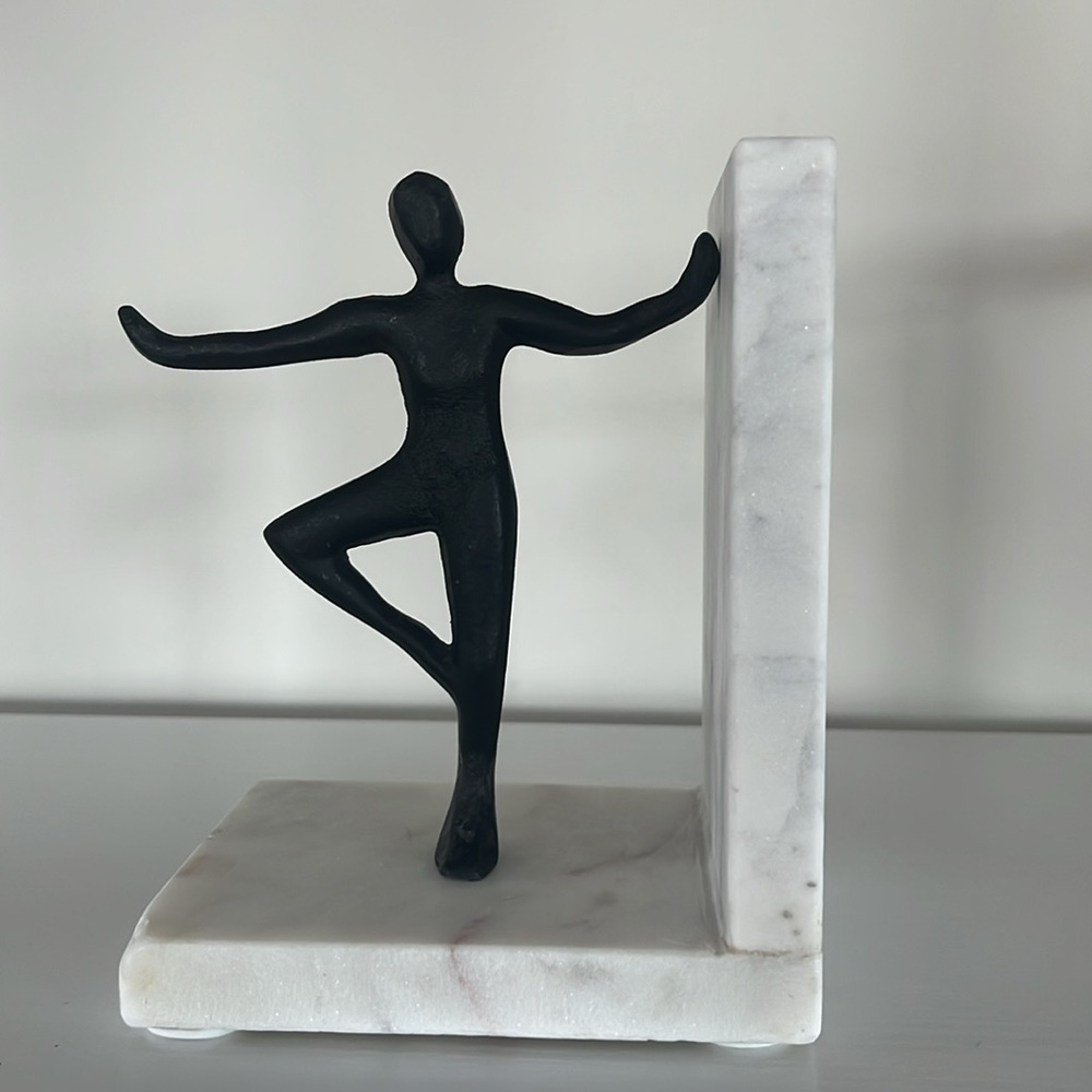 Modern Black White Sculpture Bookend Cast metal human figure sculpture one piece - Picture 2 of 10